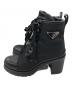 PRADA (プラダ) ブラッシュドレザー×Re Nylon レースアップ ショートブーツ ブラック サイズ:36 1/2：70000円