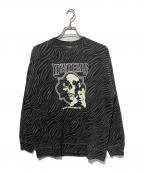 Hysteric Glamourヒステリックグラマー）の古着「ROCKING HEAVILYプリントZEBRA総柄スウェット」｜グレー×ブラック