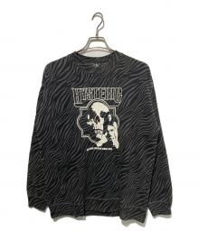 Hysteric Glamour（ヒステリックグラマー）の古着「ROCKING HEAVILYプリントZEBRA総柄スウェット」｜グレー×ブラック