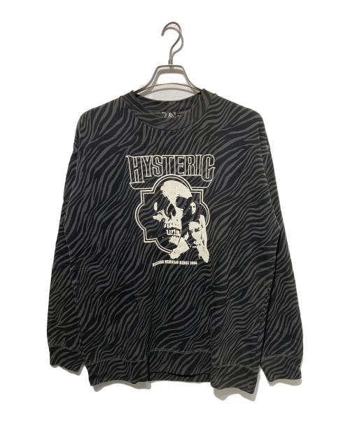 Hysteric Glamour（ヒステリックグラマー）Hysteric Glamour (ヒステリックグラマー) ROCKING HEAVILYプリントZEBRA総柄スウェット グレー×ブラック サイズ:Mの古着・服飾アイテム