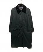 Barbourバブアー）の古着「OS BURGHLEY ノンワックスロングコート」｜ブラック