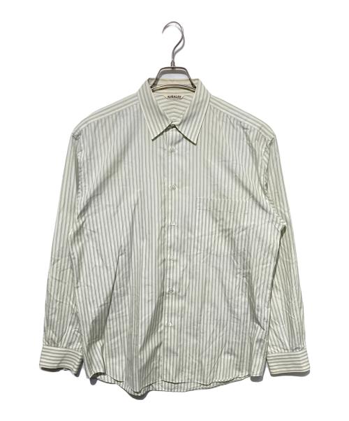 AURALEE（オーラリー）AURALEE (オーラリー) FINX STRIPE SHIRTS グリーン サイズ:4の古着・服飾アイテム
