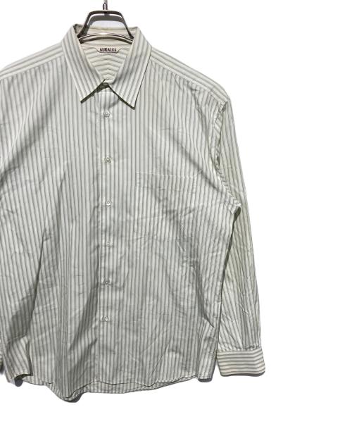 AURALEE（オーラリー）AURALEE (オーラリー) FINX STRIPE SHIRTS グリーン サイズ:4の古着・服飾アイテム
