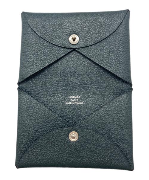 HERMES（エルメス）HERMES (エルメス) Calvi レザーカードケース グリーンの古着・服飾アイテム