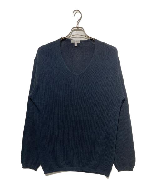 GIORGIO ARMANI（ジョルジオアルマーニ）GIORGIO ARMANI (ジョルジオアルマーニ) シルクコットンVネックニット ネイビー サイズ:50の古着・服飾アイテム