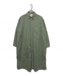 DANTON（ダントン）の古着「プランサーボタン シャツワンピース」｜グリーン
