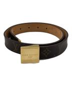 LOUIS VUITTONルイ ヴィトン）の古着「サンチュール キャレ レザーベルト」｜ブラウン