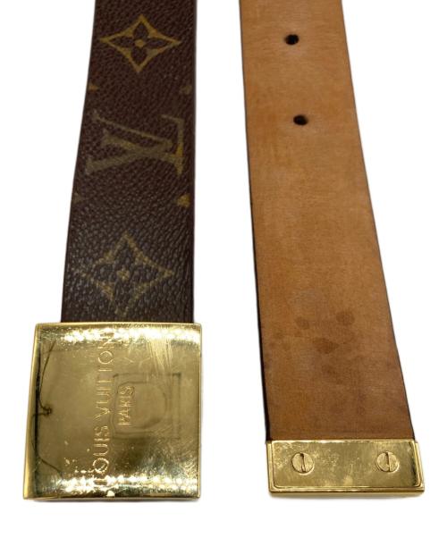 LOUIS VUITTON（ルイ ヴィトン）LOUIS VUITTON (ルイ ヴィトン) サンチュール キャレ レザーベルト ブラウンの古着・服飾アイテム