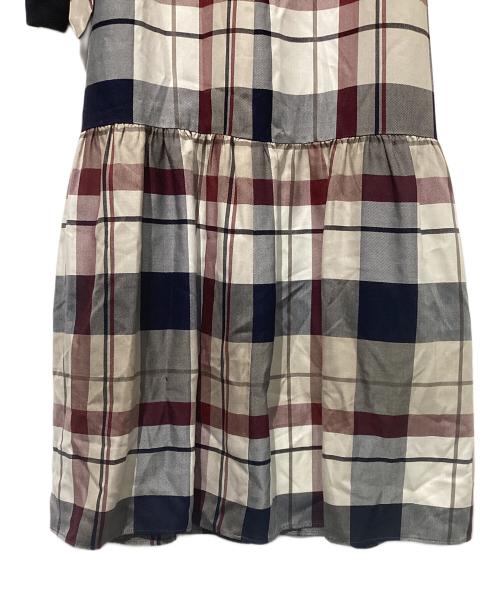 BLUE LABEL CRESTBRIDGE（ブルーレーベルクレストブリッジ）BLUE LABEL CRESTBRIDGE (ブルーレーベルクレストブリッジ) 切替チェックワンピース ブラック×ベージュ サイズ:36の古着・服飾アイテム