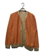 HERALBONYヘラルボニー）の古着「Multi-Color Loopback Cardigan (Art-Inspired)「Untitled」」｜オレンジ×ベージュ