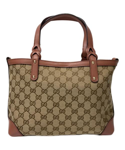 GUCCI（グッチ）GUCCI (グッチ) GGキャンバストートバッグ ベージュ×ピンクの古着・服飾アイテム