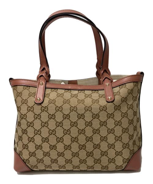 GUCCI（グッチ）GUCCI (グッチ) GGキャンバストートバッグ ベージュ×ピンクの古着・服飾アイテム