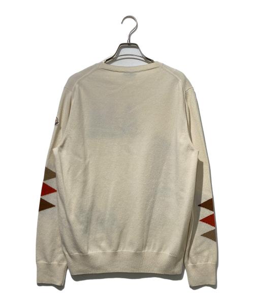 MONCLER（モンクレール）MONCLER (モンクレール) GIROCOLLO TRICOT カシミヤ混ニット ベージュ×ブラウン サイズ:XLの古着・服飾アイテム