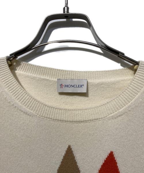 MONCLER（モンクレール）MONCLER (モンクレール) GIROCOLLO TRICOT カシミヤ混ニット ベージュ×ブラウン サイズ:XLの古着・服飾アイテム