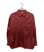 HERALBONYヘラルボニー）の古着「Easy-Care Art Panel Print Shirt「heart-mm2024」」｜レッド