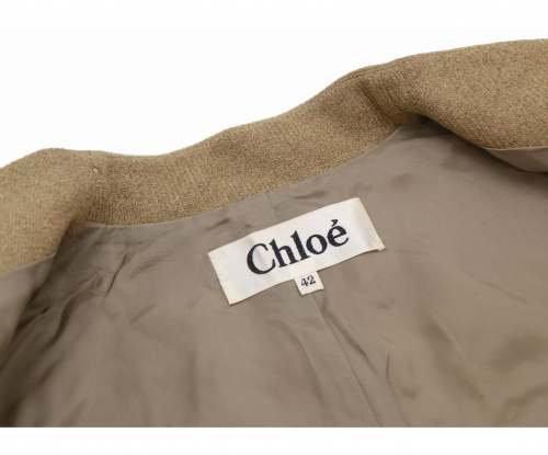 Chloe（クロエ）Chloe (クロエ) [OLD]パワーショルダーノーカラージャケット ブラウン サイズ:42表記 ヴィンテージ・アーカイブクロエの古着・服飾アイテム