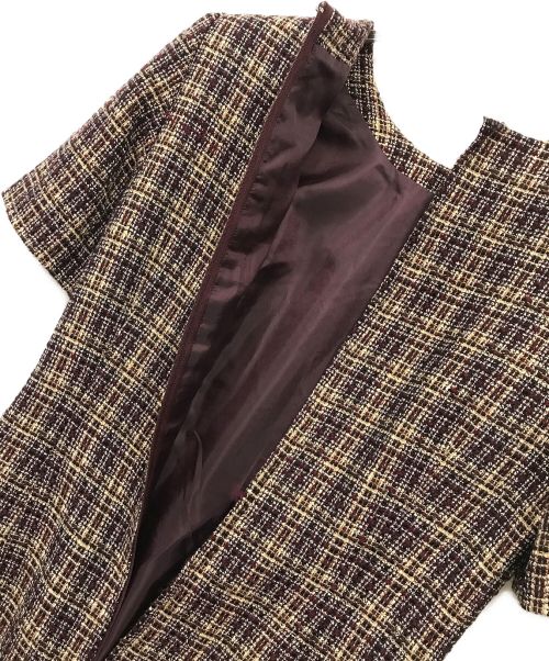 HANAE MORI（ハナエモリ）HANAE MORI (ハナエモリ) ツイードセットアップ レッド サイズ:9A3の古着・服飾アイテム