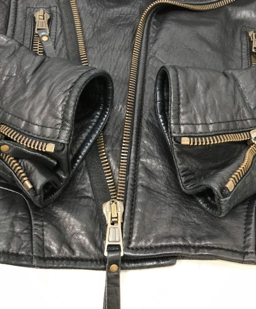 BALENCIAGA（バレンシアガ）BALENCIAGA (バレンシアガ) ラムレザーライダースジャケット ブラック サイズ:Mの古着・服飾アイテム