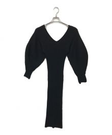 eimy istoire（エイミーイストワール）の古着「カーブスリーブリブニットワンピース」｜ブラック