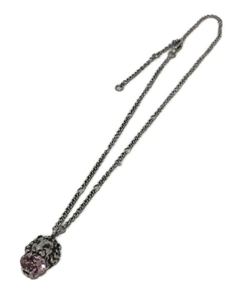 GUCCI（グッチ）GUCCI (グッチ) ストーンライオンヘッドネックレス シルバー×ピンクの古着・服飾アイテム