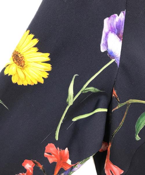 CHESTY（チェスティ）CHESTY (チェスティ) カシュクールフラワーラインワンピース ネイビーの古着・服飾アイテム