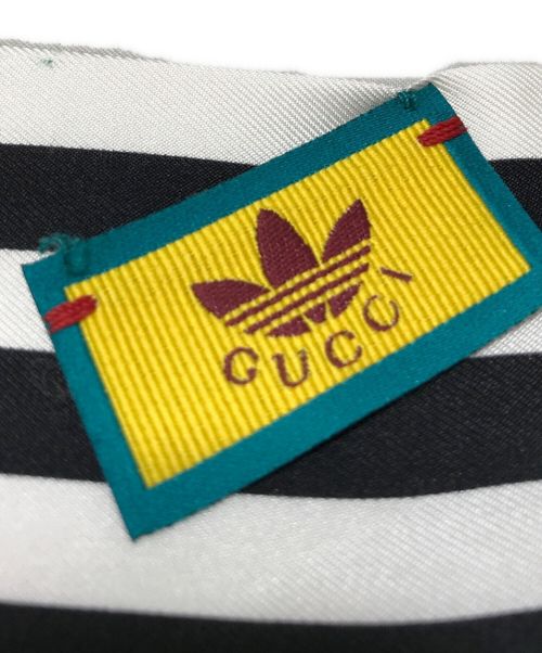 GUCCI（グッチ）GUCCI (グッチ) adidas (アディダス) Striped Silk Neck Bow（ストライプ シルク ネック ボゥ） ホワイト サイズ:7/2×86㎝の古着・服飾アイテム