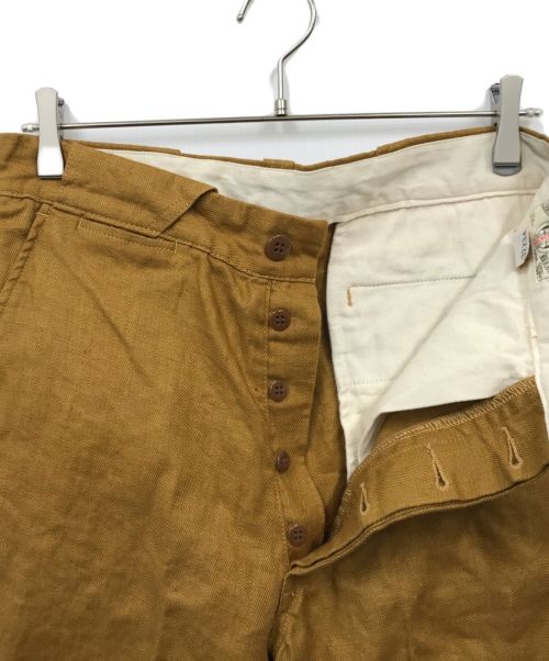 CUSHMAN（クッシュマン）CUSHMAN (クッシュマン) LINEN HERRINGBONE TUNNEL LOOP TROUSERS ブラウン サイズ:32×34の古着・服飾アイテム