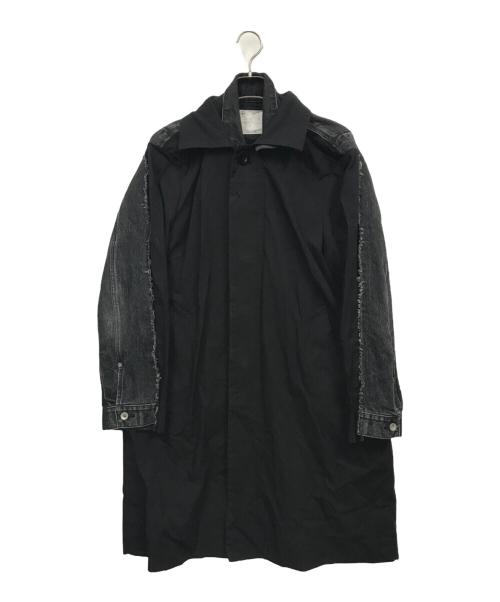sacai（サカイ）sacai (サカイ) デニムドッキングステンカラーコート ブラック サイズ:1の古着・服飾アイテム