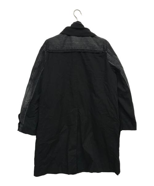 sacai（サカイ）sacai (サカイ) デニムドッキングステンカラーコート ブラック サイズ:1の古着・服飾アイテム