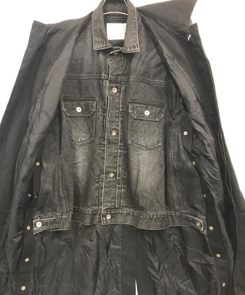 sacai（サカイ）sacai (サカイ) デニムドッキングステンカラーコート ブラック サイズ:1の古着・服飾アイテム