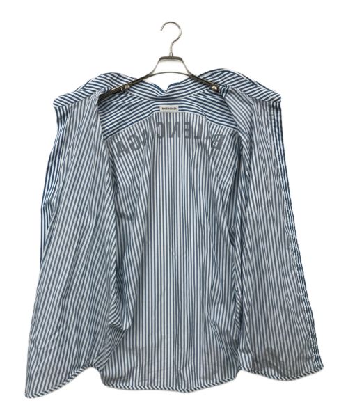 BALENCIAGA（バレンシアガ）BALENCIAGA (バレンシアガ) バックロゴストライプシャツ スカイブルー サイズ:34の古着・服飾アイテム