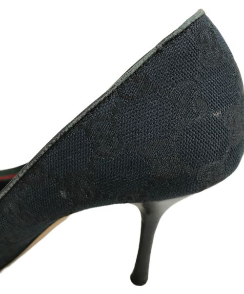 GUCCI（グッチ）GUCCI (グッチ) GGキャンバスハイヒールパンプス ブラック サイズ:36Cの古着・服飾アイテム