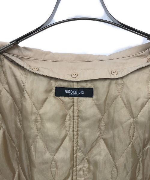 HIROKO BIS（ヒロコビス）HIROKO BIS (ヒロコビス) 異素材ドッキングタフタコート ベージュ サイズ:17ABの古着・服飾アイテム
