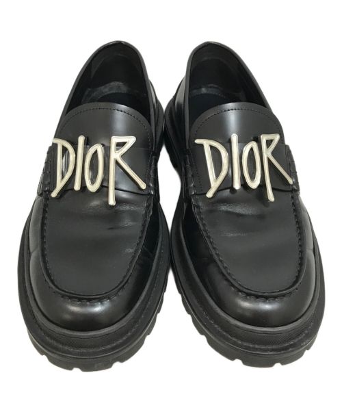 Christian Dior（クリスチャン ディオール）Christian Dior (クリスチャン ディオール) SHOWN STUSSY (ショーン・ステューシー) ローファー ブラック サイズ:41の古着・服飾アイテム