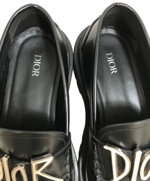 Christian Dior（クリスチャン ディオール）Christian Dior (クリスチャン ディオール) SHOWN STUSSY (ショーン・ステューシー) ローファー ブラック サイズ:41の古着・服飾アイテム