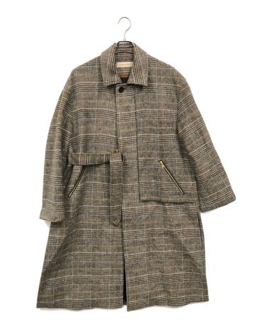 中古・古着通販】CULLNI (クルニ) チェックロングコート ブラウン