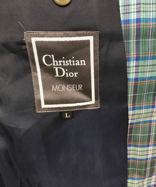 Christian Dior MONSIEUR（クリスチャンディオールムッシュ）Christian Dior MONSIEUR (クリスチャンディオールムッシュ) チェックテーラードジャケット グリーン サイズ:Lの古着・服飾アイテム