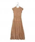 FRAY IDフレイ アイディー）の古着「ウエストシャーリングレースコンビワンピース」｜ベージュ