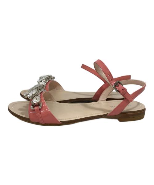 MIU MIU（ミュウミュウ）MIU MIU (ミュウミュウ) ビジューサンダル ピンク サイズ:38 1/2の古着・服飾アイテム