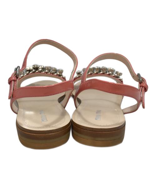 MIU MIU（ミュウミュウ）MIU MIU (ミュウミュウ) ビジューサンダル ピンク サイズ:38 1/2の古着・服飾アイテム