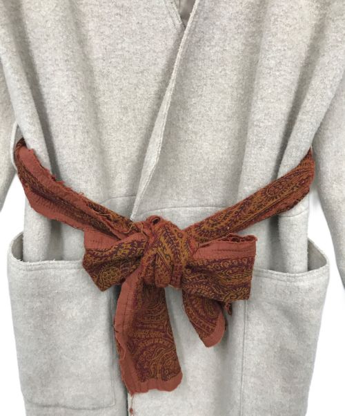 NOWOS（ノーウォス）NOWOS (ノーウォス) ウール ジャガードベルト付き ガウンコート ベージュ サイズ:表記なしの古着・服飾アイテム