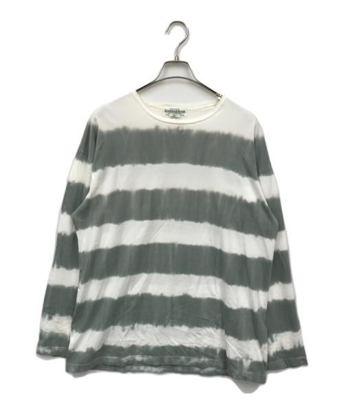 SASSAFRAS（ササフラス）SASSAFRAS (ササフラス) タイダイボーダーカットソー グリーン×ホワイト サイズ:XLの古着・服飾アイテム