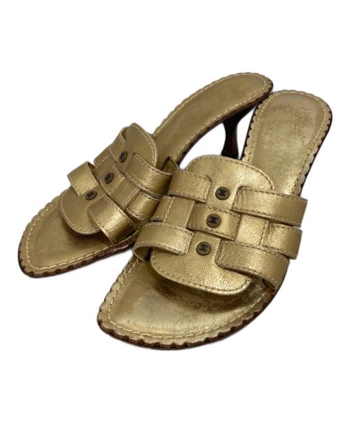 CELINE（セリーヌ）CELINE (セリーヌ) グリッターサンダル ゴールド サイズ:37 1/2の古着・服飾アイテム