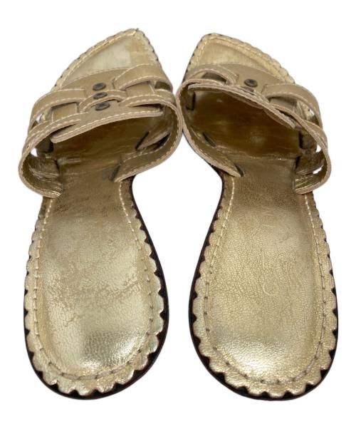 CELINE（セリーヌ）CELINE (セリーヌ) グリッターサンダル ゴールド サイズ:37 1/2の古着・服飾アイテム