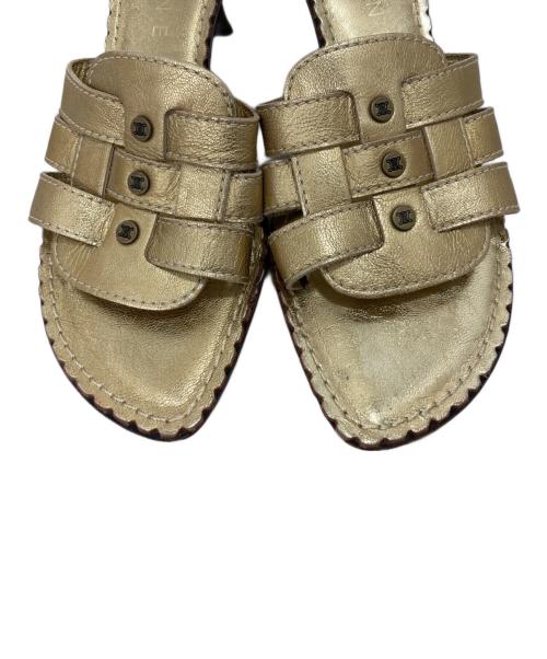 CELINE（セリーヌ）CELINE (セリーヌ) グリッターサンダル ゴールド サイズ:37 1/2の古着・服飾アイテム