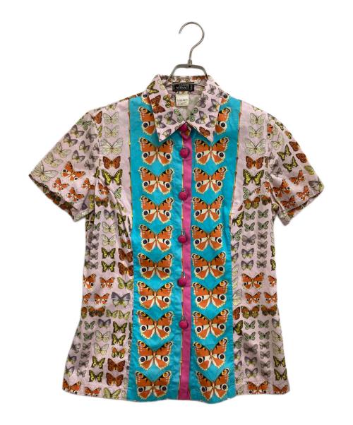 GIANNI VERSACE（ジャンニ・ヴェルサーチ）GIANNI VERSACE (ジャンニ・ヴェルサーチ) バタフライプリントS/Sシャツ ピンク サイズ:44の古着・服飾アイテム
