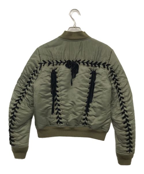 G.V.G.V（ジーヴィージーヴィー）G.V.G.V (ジーヴィージーヴィー) レースアップデザインブルゾン グリーン サイズ:34の古着・服飾アイテム