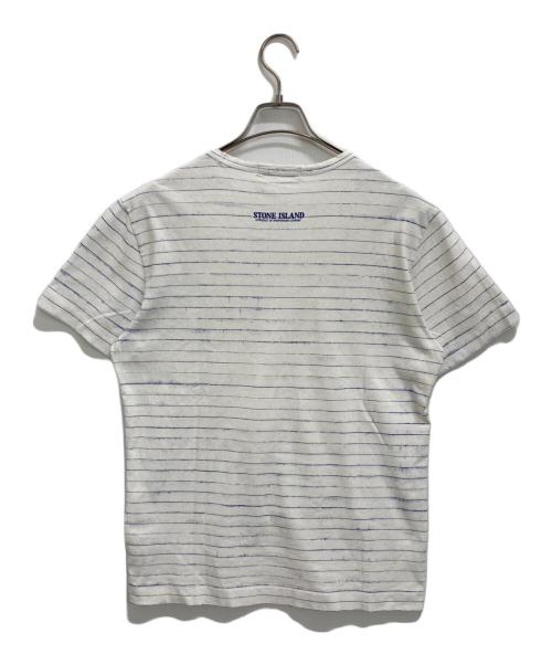 STONE ISLAND（ストーンアイランド）STONE ISLAND (ストーンアイランド) ボーダーポケットTシャツ ホワイト サイズ:Mの古着・服飾アイテム