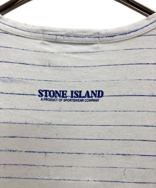STONE ISLAND（ストーンアイランド）STONE ISLAND (ストーンアイランド) ボーダーポケットTシャツ ホワイト サイズ:Mの古着・服飾アイテム