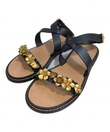 VALENTINO GARAVANI（ヴァレンティノ・ガラヴァーニ）の古着「フラワーモチーフサンダル」｜ブラック